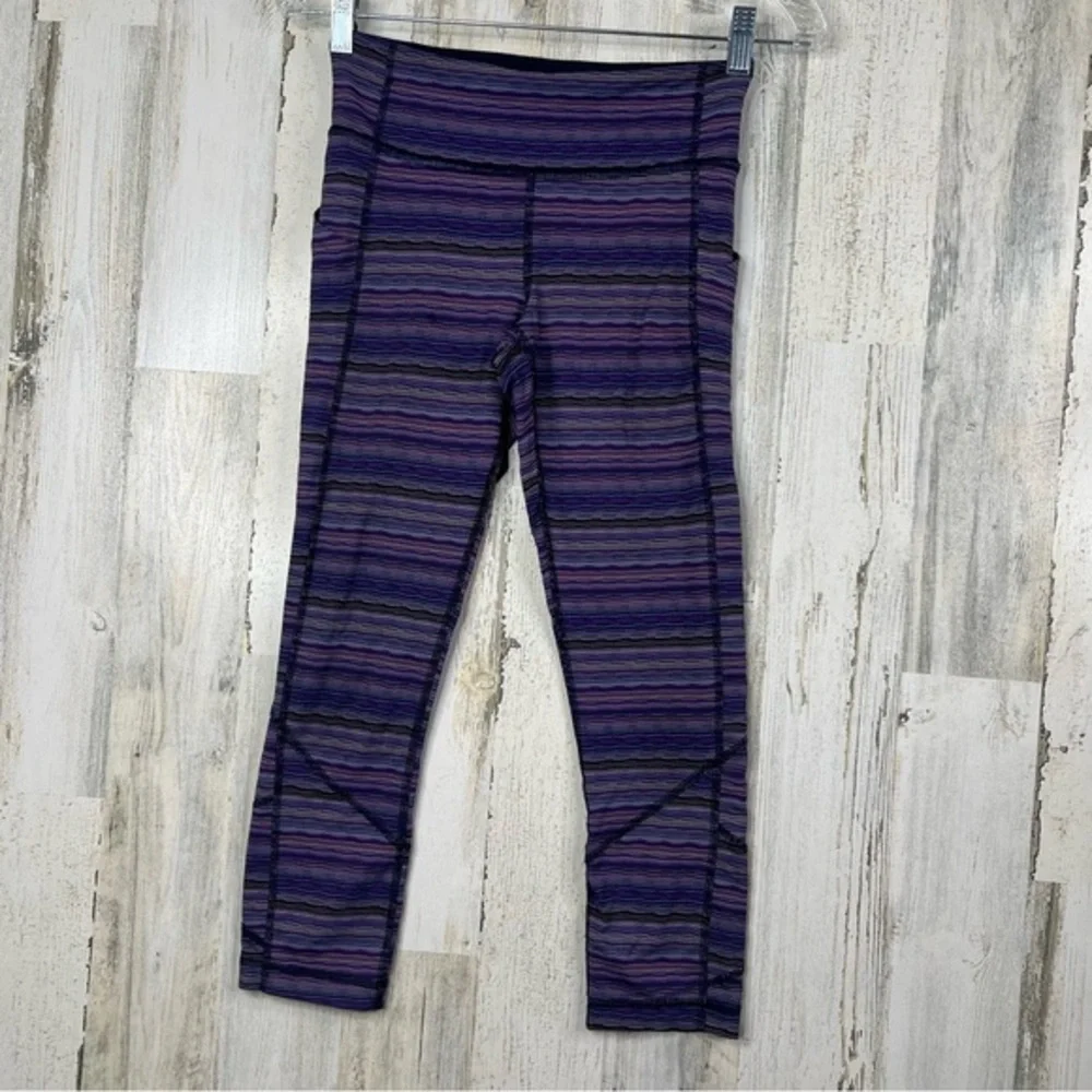 Lululemon Pace Rival Crop Space Dye Leggings Size 4‎ Athleisure Yoga Wear